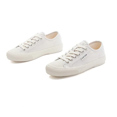 100junzidao Weiße Canvas Sneaker Damen Mit Natur Ula Grass Einlegesohlen Bequem Slip-On Flach Schnürer Atmungsaktiv für Freizeit von 100junzidao