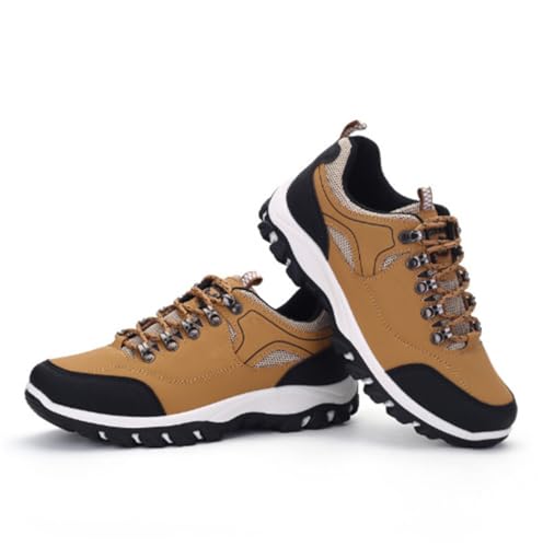 100junzidao wasserdichte Low-Top-Wanderschuhe Outdoor-Klettern Wanderschuhe Schnürschuhe rutschfest Stoßdämpfend Training Sport Gelb 40 von 100junzidao