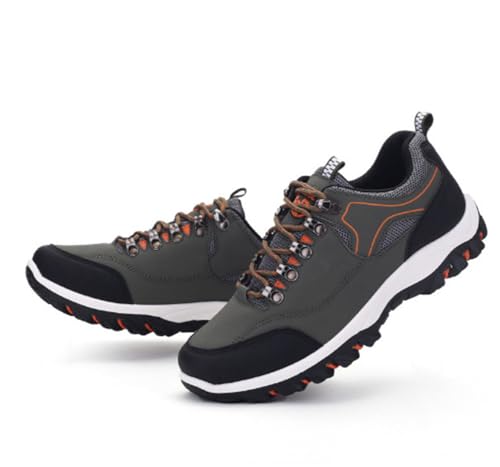 100junzidao wasserdichte Low-Top-Wanderschuhe Outdoor-Klettern Wanderschuhe Schnürschuhe rutschfest Stoßdämpfend Training Sport Grau 42 von 100junzidao