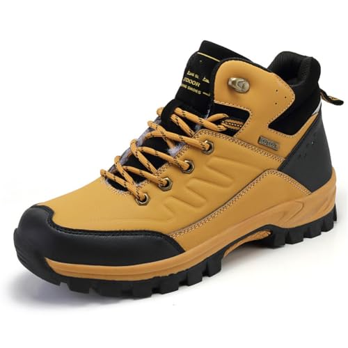 100junzidao wasserdichte Wanderstiefel für Paare Große Größen Leichte Trekking-Wanderschuhe Geeignet für Frühling und Herbst Gelb 41 von 100junzidao