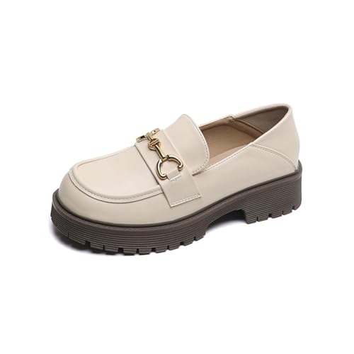 Damen Flache Loafer Schuhe rutschfest Bequem Freizeitkleid Pumps Schuhe Zierlich Höhenzunahme Retro Britisch Büro Arbeit Gehen High Heels Beige 42 Damen Flache Loafer Schuhe rutschfest Bequem Freizeitkleid Pumps Schuhe Zierlich Höhenzunahme Retro Britisch Büro Arbeit Gehen High Heels Beige 42 von 100junzidao