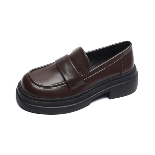Damen Freizeitschuhe Englisch Schlank Dickes Unterteil Bequem Faul Lefou Schuhe Retro Plattform rutschfest Einfach Business Büro Arbeitskleidung Pumps Braun 40 Damen Freizeitschuhe Englisch Schlank Dickes Unterteil Bequem Faul Lefou Schuhe Retro Plattform rutschfest Einfach Business Büro Arbeitskleidung Pumps Braun 40 von 100junzidao