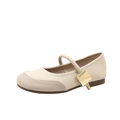 Damen Geschlossener Mund Mary Jane Schuhe Flach Bequem Retro Casual Dating Kleid Schuhe Vielseitig Temperament Ballett Gericht High Heels Beige 39 Damen Geschlossener Mund Mary Jane Schuhe Flach Bequem Retro Casual Dating Kleid Schuhe Vielseitig Temperament Ballett Gericht High Heels Beige 39 von 100junzidao