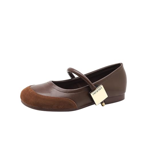 Damen Geschlossener Mund Mary Jane Schuhe Flach Bequem Retro Casual Dating Kleid Schuhe Vielseitig Temperament Ballett Gericht High Heels Braun 38 Damen Geschlossener Mund Mary Jane Schuhe Flach Bequem Retro Casual Dating Kleid Schuhe Vielseitig Temperament Ballett Gericht High Heels Braun 38 von 100junzidao