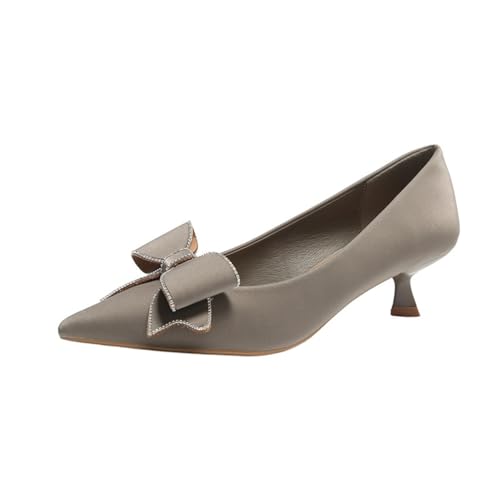 Damen High Heels Französisch Pointed Temperament Shallow Mouth Sweet Bow Non-Slip Hochzeit Braut Brautjungfer Schuhe Retro Elegant Court Bankett Schuhe Grau 36 Damen High Heels Französisch Pointed Temperament Shallow Mouth Sweet Bow Non-Slip Hochzeit Braut Brautjungfer Schuhe Retro Elegant Court Bankett Schuhe Grau 36 von 100junzidao