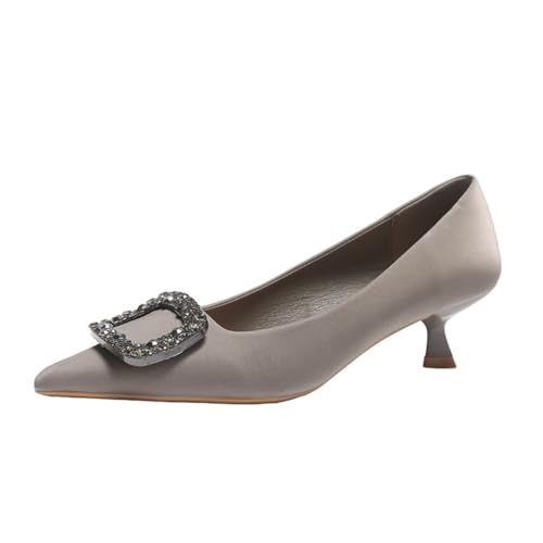 Damen High Heels Strass Spitze Zehe Geschlossen Mund Smart Büro Arbeit Gericht Schuhe Elegant Low Top Sexy Slip on Prom Hochzeit Bankett Schuhe Grau 39 Damen High Heels Strass Spitze Zehe Geschlossen Mund Smart Büro Arbeit Gericht Schuhe Elegant Low Top Sexy Slip on Prom Hochzeit Bankett Schuhe Grau 39 von 100junzidao