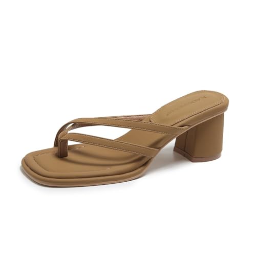 Damen High Heels Temperament Quadratischer Kopf Plattform Vintage Leaky Toe Freizeit Outdoor Strand Schuhe Bequeme Nicht Slip Arbeit Hochzeit Party Sandalen Braun 38 Damen High Heels Temperament Quadratischer Kopf Plattform Vintage Leaky Toe Freizeit Outdoor Strand Schuhe Bequeme Nicht Slip Arbeit Hochzeit Party Sandalen Braun 38 von 100junzidao