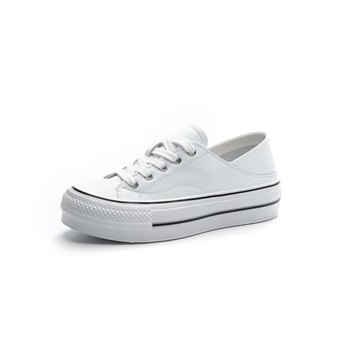 Damen Leder Schwarze Sneaker Leichtgewicht Zweiteilig Casual Schuhe Kleines Plateau Höhenzunahme Wanderschuhe Zuhause Reisen Dating Laufen Training von 100junzidao