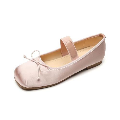 Damen Mary Jane Absatzschuhe Niedliche Schleife Flacher Ausschnitt Ballettschuhe Flach Süß Bequem Elegant rutschfest Hochzeit Braut Pumps Rosa 40 Damen Mary Jane Absatzschuhe Niedliche Schleife Flacher Ausschnitt Ballettschuhe Flach Süß Bequem Elegant rutschfest Hochzeit Braut Pumps Rosa 40 von 100junzidao