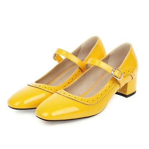 Damen Mary Jane Pumps im Lolita-Stil Robuster Mittelabsatz mit Spitzendetails Weiches Leder Feen-Schuh für einen Süßen Modischen Look von 100junzidao