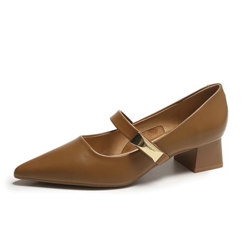 Damen Mary Jane Schuhe Französisch Vintage Pointed Toe Temperament Hochzeit Ballett Schuhe flach rutschfest bequem Gericht Büro Arbeit Pumps Braun 38 Damen Mary Jane Schuhe Französisch Vintage Pointed Toe Temperament Hochzeit Ballett Schuhe flach rutschfest bequem Gericht Büro Arbeit Pumps Braun 38 von 100junzidao
