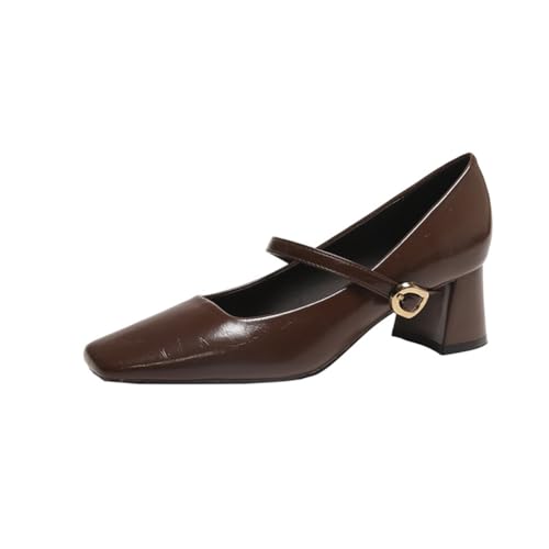 Damen Pumps für Hochzeit und Party 5cm Robuster Mittelabsatz mit Quadratischer Spitze im Retro-Design Schlankmacher-Effekt und Größenvergrößerung Damen Pumps für Hochzeit und Party 5cm Robuster Mittelabsatz mit Quadratischer Spitze im Retro-Design Schlankmacher-Effekt und Größenvergrößerung von 100junzidao