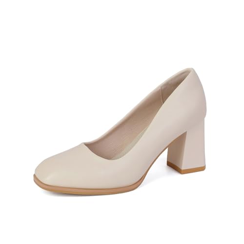 Damen Pumps im Feen-Stil mit Quadratischer Spitze 7cm Blockabsatz mit EIN-Riemen-Design für Büro Pendeln und Partyabende Damen Pumps im Feen-Stil mit Quadratischer Spitze 7cm Blockabsatz mit EIN-Riemen-Design für Büro Pendeln und Partyabende von 100junzidao