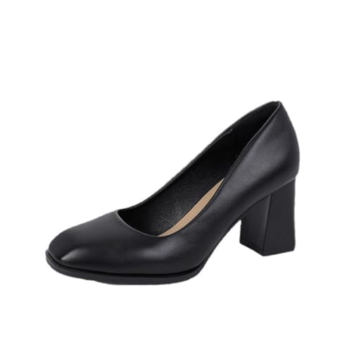 Damen Pumps im Feen-Stil mit Quadratischer Spitze 7cm Blockabsatz mit EIN-Riemen-Design für Büro Pendeln und Partyabende Damen Pumps im Feen-Stil mit Quadratischer Spitze 7cm Blockabsatz mit EIN-Riemen-Design für Büro Pendeln und Partyabende von 100junzidao