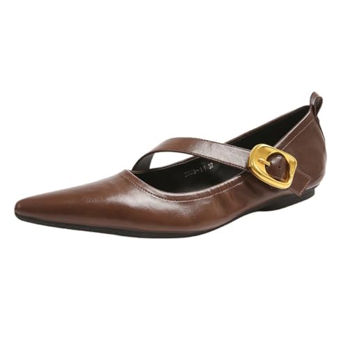 Damen Retro Niedrig Absatz Mary Jane Schuhe Spitz Zehe Temperament Hundert Flache Schuhe Elegant Bequem rutschfest Hochzeit Shopping Walking Pumps Braun 40 Damen Retro Niedrig Absatz Mary Jane Schuhe Spitz Zehe Temperament Hundert Flache Schuhe Elegant Bequem rutschfest Hochzeit Shopping Walking Pumps Braun 40 von 100junzidao