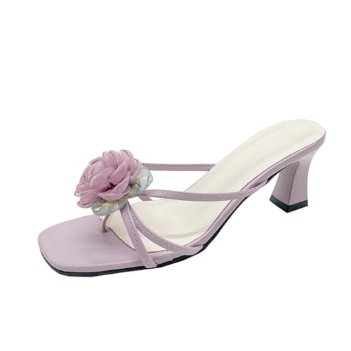 Damen Sandalen mit klobigem Absatz und eckigem Zehenbereich elegant offene Zehen temperamentvoll Slipper bequem vielseitig Hochzeit Sommerschuhe von 100junzidao