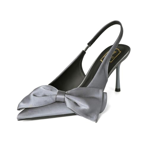Damen Satin High Heels Schleife Krawatte Spitze Zehe Flacher Mund Elegant Abend Sandalen Französisch Sanft Temperament Bankett Hochzeit Schuhe Grau 38 Damen Satin High Heels Schleife Krawatte Spitze Zehe Flacher Mund Elegant Abend Sandalen Französisch Sanft Temperament Bankett Hochzeit Schuhe Grau 38 von 100junzidao