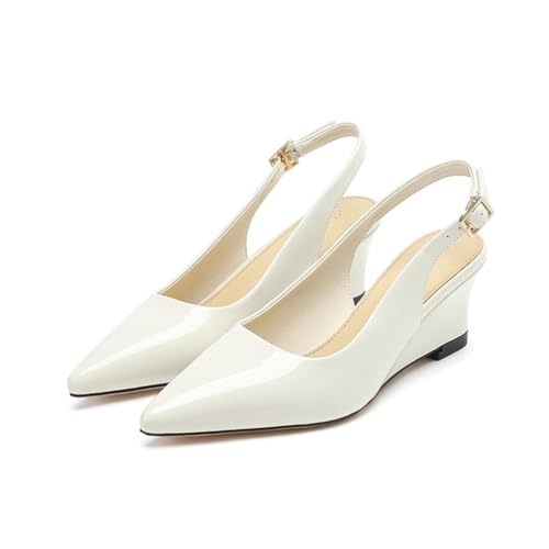 Damen Slope Heeled Sandals French Temperament Pointed Toe Platform Dress Shoes Commuter Elegant Comfortable Non-Slip Work Wedding Dating Shoes Beige 38 Damen Slope Heeled Sandals French Temperament Pointed Toe Platform Dress Shoes Commuter Elegant Comfortable Non-Slip Work Wedding Dating Shoes Beige 38 von 100junzidao
