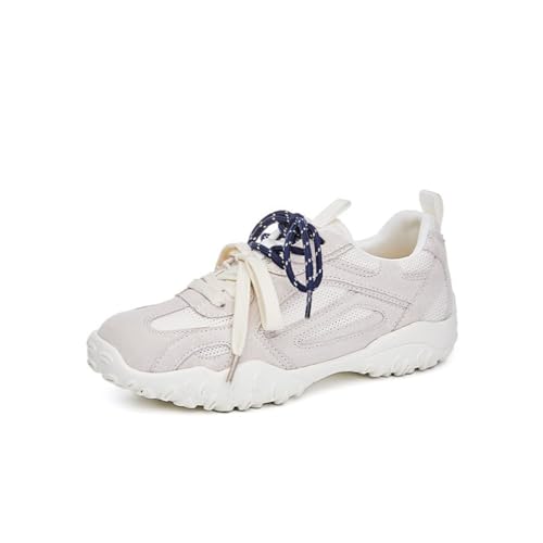 Damen Sneaker Leicht Atmungsaktives Mesh Bequem Plattform Dicke Sohle Sneaker Flach Leder Lässig Schnürschuhe Workout Walking Dad Shoes Damen Sneaker Leicht Atmungsaktives Mesh Bequem Plattform Dicke Sohle Sneaker Flach Leder Lässig Schnürschuhe Workout Walking Dad Shoes von 100junzidao