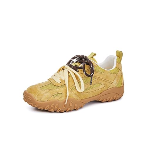Damen Sneaker Leicht Atmungsaktives Mesh Bequem Plattform Dicke Sohle Sneaker Flach Leder Lässig Schnürschuhe Workout Walking Dad Shoes Damen Sneaker Leicht Atmungsaktives Mesh Bequem Plattform Dicke Sohle Sneaker Flach Leder Lässig Schnürschuhe Workout Walking Dad Shoes von 100junzidao