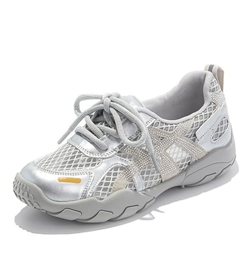 Damen Sneaker mit Dicker Sohle Leder Lässige Schnürschuhe Walking Dad Shoes Mesh Atmungsaktiv Klassisch Bequem Peplum Tennis Laufschuhe Damen Sneaker mit Dicker Sohle Leder Lässige Schnürschuhe Walking Dad Shoes Mesh Atmungsaktiv Klassisch Bequem Peplum Tennis Laufschuhe von 100junzidao