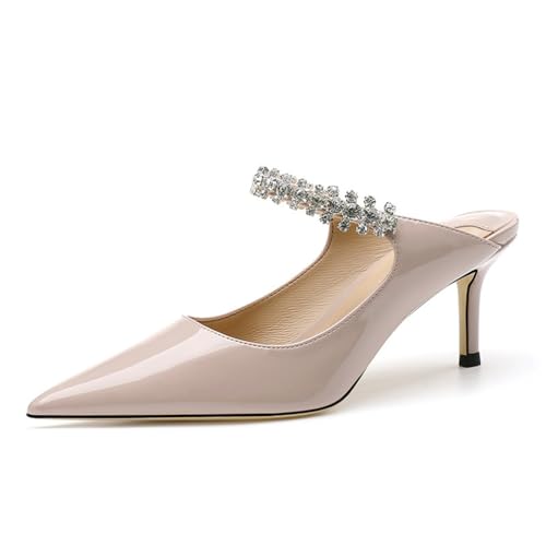 Damen Spitze Geschlossene Fersen Fee Stil Baotou Strass Patent Leder Temperament Halbe Unterstützung Sandalen Elegant Bequem Bankett Hochzeit Schuhe Rosa 38 Damen Spitze Geschlossene Fersen Fee Stil Baotou Strass Patent Leder Temperament Halbe Unterstützung Sandalen Elegant Bequem Bankett Hochzeit Schuhe Rosa 38 von 100junzidao