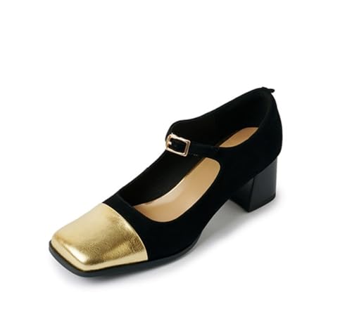 Damen Vintage Mary Jane Schuhe Quadratische Zehe Peplum Französisch Temperament Shallow Kleid Schuhe Flach Bequem Karriere Arbeit Hochzeit Pumps Gelb 38 Damen Vintage Mary Jane Schuhe Quadratische Zehe Peplum Französisch Temperament Shallow Kleid Schuhe Flach Bequem Karriere Arbeit Hochzeit Pumps Gelb 38 von 100junzidao