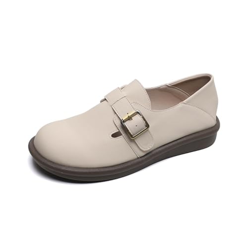 Damen dicken Boden Loafers Schuhe flach bequem lässig rutschfest Arbeit Walking Schuhe Vintage Hundert Französisch Temperament Party Kleid Pumps Beige 38 Damen dicken Boden Loafers Schuhe flach bequem lässig rutschfest Arbeit Walking Schuhe Vintage Hundert Französisch Temperament Party Kleid Pumps Beige 38 von 100junzidao