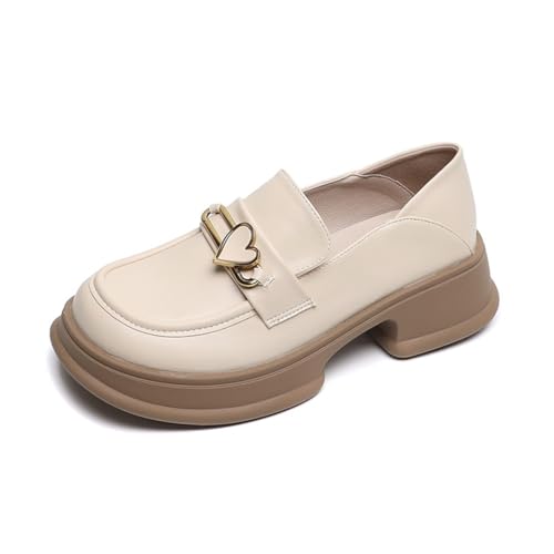 Damen rutschfest Lefou Schuhe flach bequem beiläufig Liebe Dating Party Kleid Schuhe sanft Retro kleine Leute Geschäft Büro High Heels Beige 37 Damen rutschfest Lefou Schuhe flach bequem beiläufig Liebe Dating Party Kleid Schuhe sanft Retro kleine Leute Geschäft Büro High Heels Beige 37 von 100junzidao