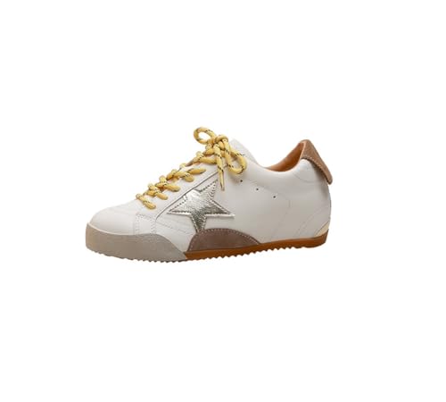 Frauen-Bergabsatz-Casual-Schuhe modische Low-Top-Sneaker Leder Farbblock Arbeits- und Gehschuhe mit 6 cm erhöhter Komforthöhe Gelb 37 Frauen-Bergabsatz-Casual-Schuhe modische Low-Top-Sneaker Leder Farbblock Arbeits- und Gehschuhe mit 6 cm erhöhter Komforthöhe Gelb 37 von 100junzidao