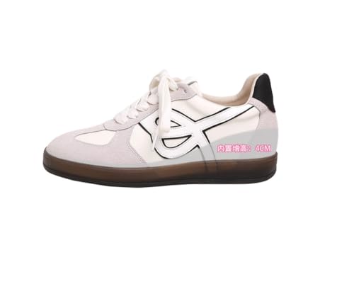 Frauen-Brettabsatz-Sneaker Plattformhöhe erhöhter Turnschuhe modische Casual-Laufschuhe Retro-Rundfuß leichte Bequeme Schuhe von 100junzidao