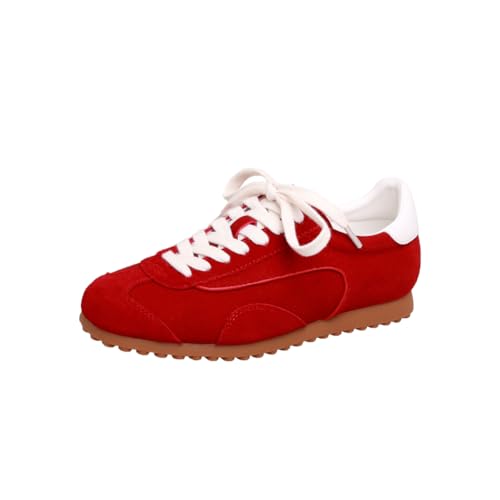 Frauen Flache Turnschuhe Alltagschuhe Versatile Casual Trainers Niedrige Schnürschuhe Leichte Anti-Rutsch Aufwach Einzelschuhe von 100junzidao