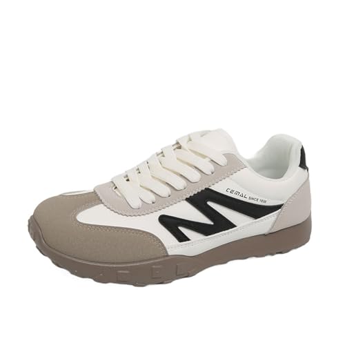 Frauen Plattform Sneakers Student Casual Training Schuhe Spitze Mode tägliche Wanderschuhe Bequeme leichte runde Zehe Beige 35 von 100junzidao