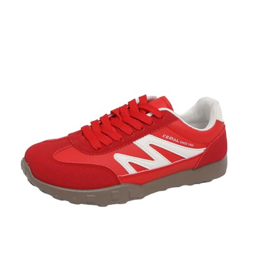 Frauen Plattform Sneakers Student Casual Training Schuhe Spitze Mode tägliche Wanderschuhe Bequeme leichte runde Zehe Rot 37 von 100junzidao