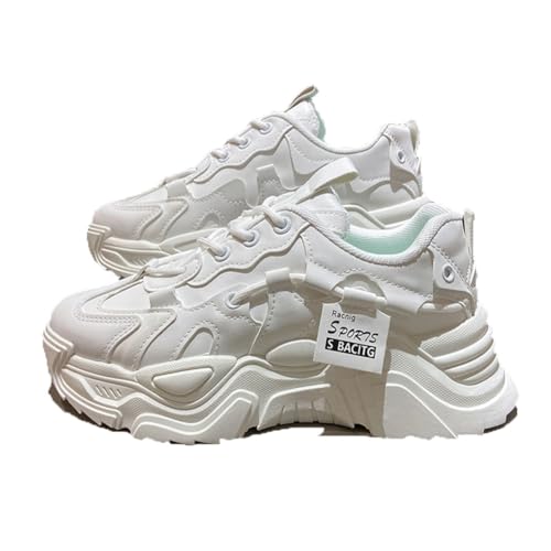 Frauen Training Sneakers Mode Student Laufschuhe Low Cut Spitze Up Dad Schuhe Casual Walking Übung Fitness Outdoor Reisen Weiß 39 von 100junzidao