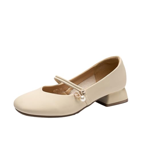 Geschlossene Mary Jane Schuhe Französisches Temperament Perle Hundert Freizeitschuhe Flach Bequem Elegantes Kleid Karriere Arbeit High Heels Beige 39 Geschlossene Mary Jane Schuhe Französisches Temperament Perle Hundert Freizeitschuhe Flach Bequem Elegantes Kleid Karriere Arbeit High Heels Beige 39 von 100junzidao