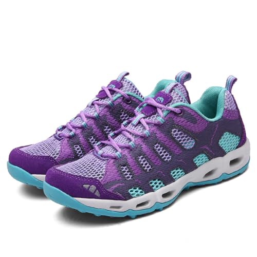 Herren Damen Wanderschuhe Outdoor-Laufschuhe Reise-Kletter-Wanderschuhe Trainings-Sneaker Leicht und atmungsaktiv Lila 38 von 100junzidao