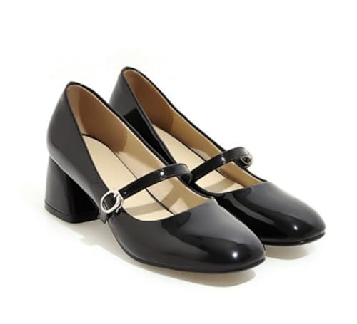 Retro Damen Mary Jane Flache Pumps Mittlerer Absatz Lederschuhe mit Quadratischer Spitze Einfach & Elegant für Büro und Dates Retro Damen Mary Jane Flache Pumps Mittlerer Absatz Lederschuhe mit Quadratischer Spitze Einfach & Elegant für Büro und Dates von 100junzidao