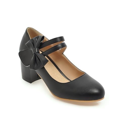 Süße Lolita Damen Mary Jane Pumps Mittlerer Blockabsatz mit Schüsschenausschnitt Fairy Core Ästhetische Schuhe für Süße Modische Daily Outfits von 100junzidao