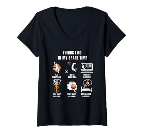 Damen Basketball-Liebhaber Mann Frau Lustige Dinge, die ich in meiner Freizeit Mache T-Shirt mit V-Ausschnitt Damen Basketball-Liebhaber Mann Frau Lustige Dinge, die ich in meiner Freizeit Mache T-Shirt mit V-Ausschnitt von 101 Things I Do In My Spare Time