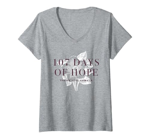 Damen 107 Tage Kamala Harris T-Shirt mit V-Ausschnitt Damen 107 Tage Kamala Harris T-Shirt mit V-Ausschnitt von 107 Days of Hope Thank You Kamala