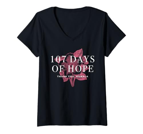 Damen 107 Tage der Hoffnung Kamala Harris T-Shirt mit V-Ausschnitt Damen 107 Tage der Hoffnung Kamala Harris T-Shirt mit V-Ausschnitt von 107 Days of Hope Thank You Kamala