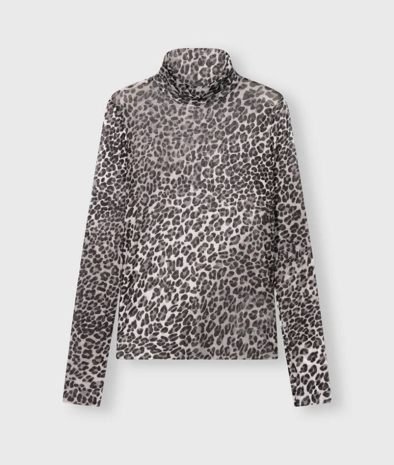 10DAYS Rundhalspullover mesh long sleeve leopard von 10DAYS