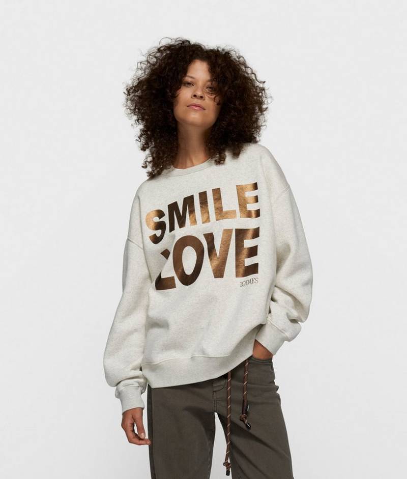 10DAYS Rundhalspullover statement sweater smile love von 10DAYS