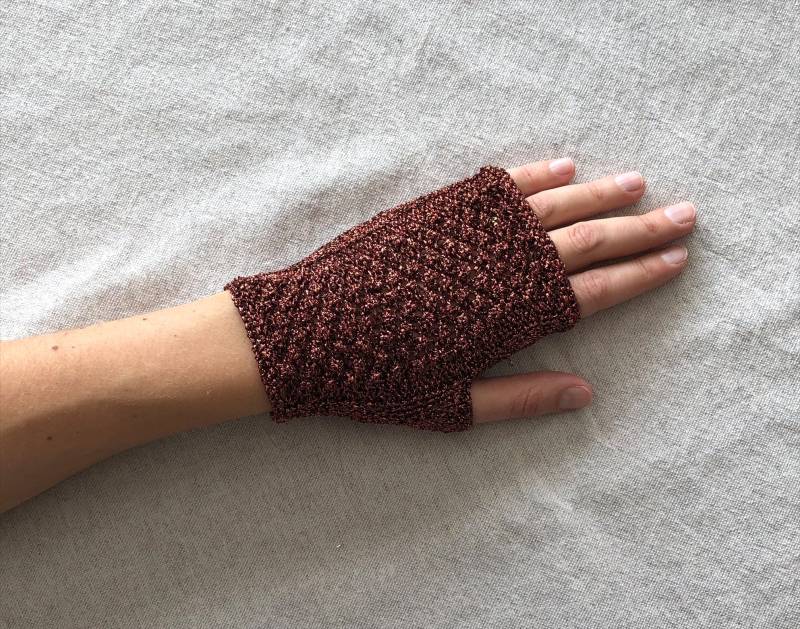 Damen Kurze Mitaines Lurex Kupfer von 10Doigts2Mains