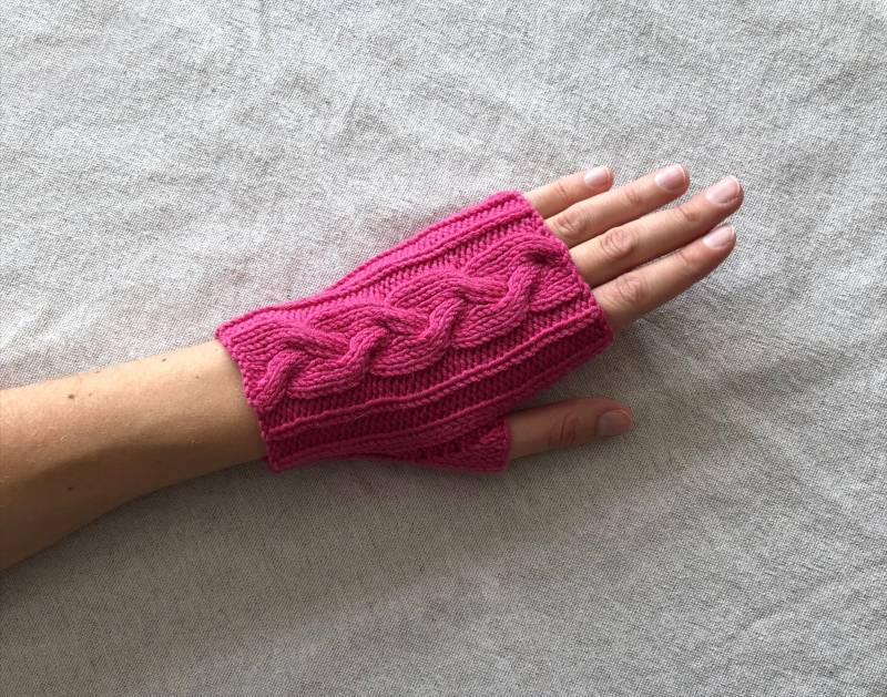 Damen Mitaines Reine Merinowolle Fushia von 10Doigts2Mains