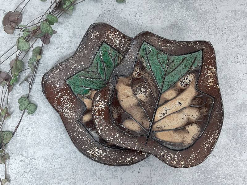 Handgemachte Blatt Keramikschale Rustikale Schmuckschale, Wohndekor von 10FingersArt