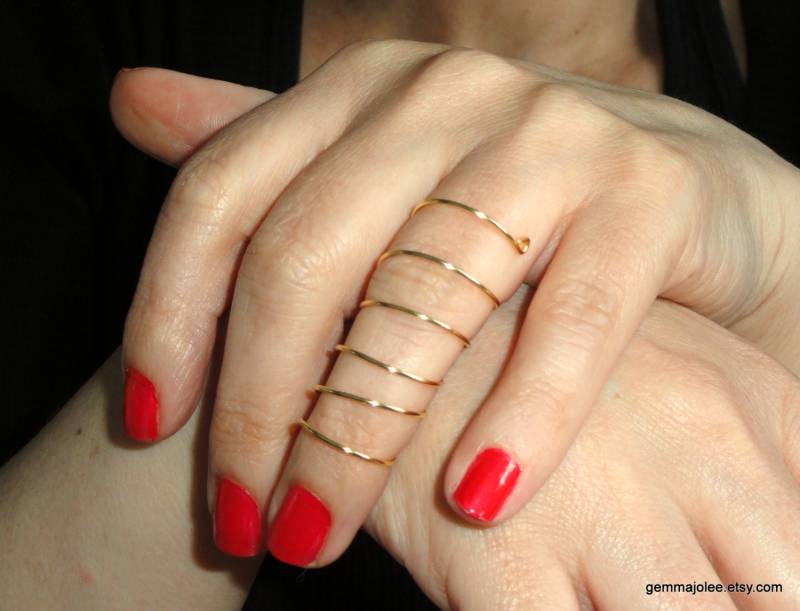 Gold Spiraldraht Voller Fingerring - Einstellbar Statement Ring von 10WESTJewellery