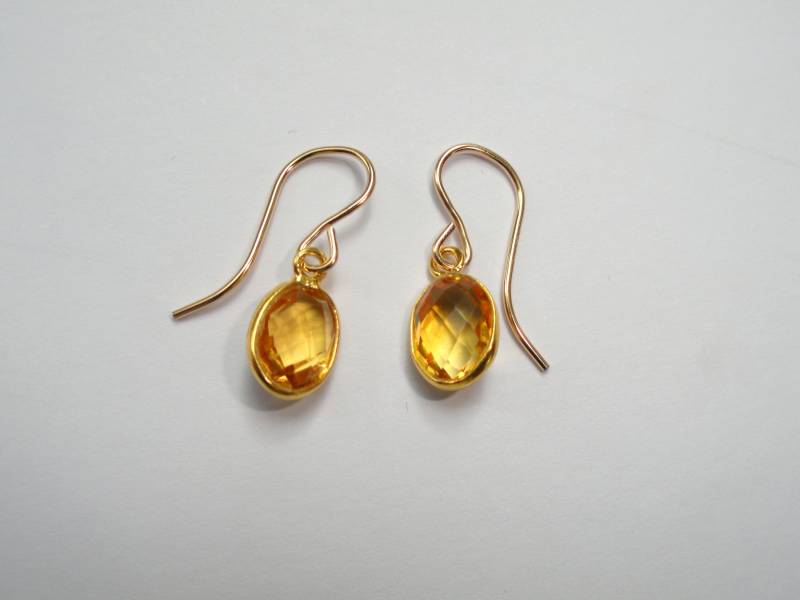 Gold Oval Citrin Ohrringe November Birthstone Schmuck von 10WESTJewellery