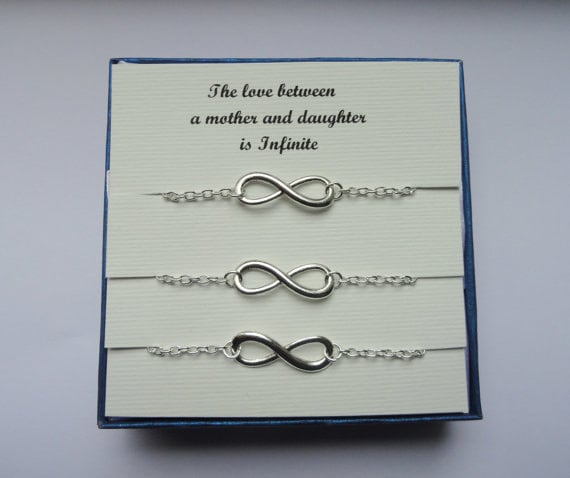 Mutter Tochter Geschenk 3Er Set Silber Infinity Fußkettchen von 10WESTJewellery